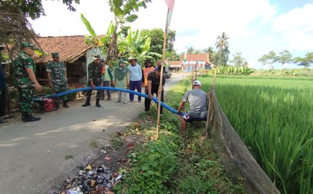 Sukseskan Ketahanan Pangan Danramil Dampingi Uji Coba Pompa Air Bantuan Kementan