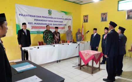 Hadiri Pelantikan Perangkat Desa, Danramil Koramil 14/Madukara Harapkan Pejabat Baru Mendedikasikan Untuk Kepentingan Masyarakat.