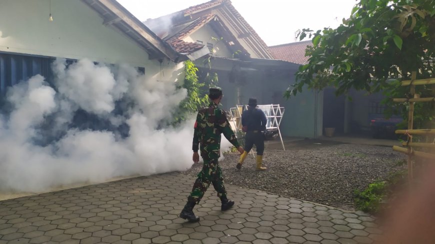 Babinsa Dampingi Kegiatan Fogging Di Desa Binaan