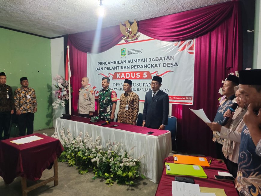 Babinsa Koramil 16/Pejawaran Hadiri Pelantikan Perangkat Desa, Harapkan Pejabat Baru Mendedikasikan Diri Untuk Kepentingan Masyarakat