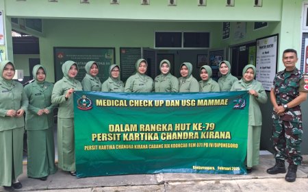 Peringati HUT ke-79 Persit Kartika Candra Kirana Cabang XIX Gelar Medical Check-Up dan USG Mammae