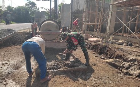 Pembangunan KDKMP Desa Singamerta Terus Berlanjut Babinsa Turut Dampingi